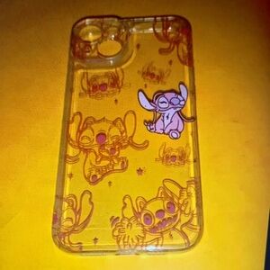 Clear Phone Case with Purple and Yellow Cartoon Design